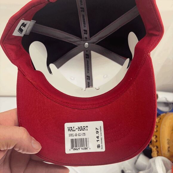 Arkansas Razorbacks Crimson Red White Russell Athletic Adjustable NCAA Hat Cap - Picture 5 of 6